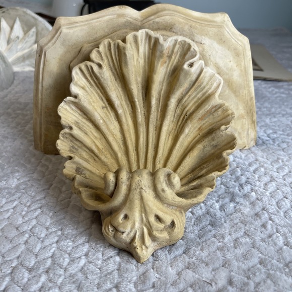Vintage Plaster Shell Wall Sconce Bracket Shelf 8in x 11in Mid Century - Picture 4 of 9